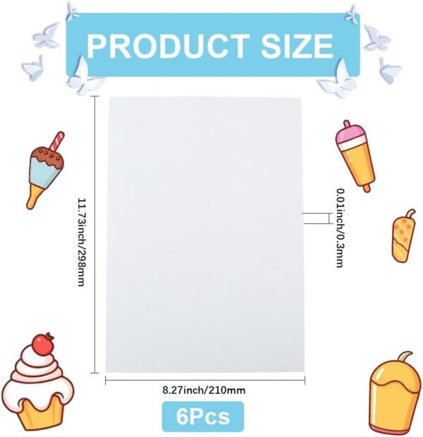 6Pcs Printable  Sheets Clear Shrink Film Large 11.7 x 8.3 Inch Transparent Duplex Printing Rectangle Plastic Paper for Drawing Craft Mothers Christmas Ornament Creative Projects - Image 2