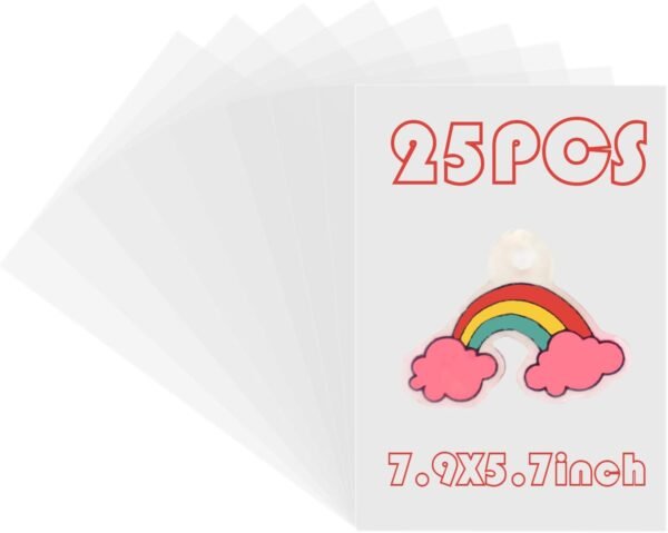 25-Pack Shrink Plastic Sheet,Shrink Film Sheets,Frosted Shrink Paper Sheet, School Arts Crafts Activity,DIY Ornaments Keychains- 7.9 X 5.7 inch