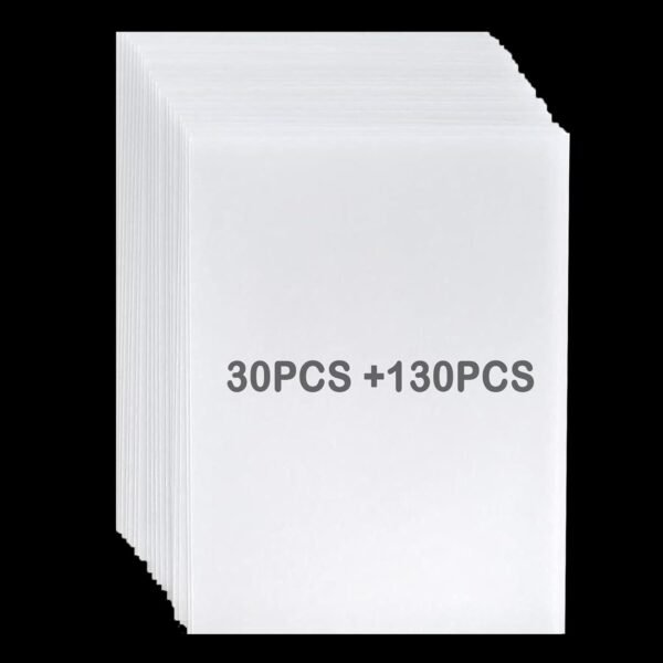 Heat Shrink Plastic Sheets, 30Pcs Shrink Art Paper Shrink Film Sheet with 130Pcs Keychain Accessories, Frosted Shrink Plastic Film Paper Sheet for Kids Creative Art Craft Marking 7.9X5.7 Inch