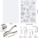 158 Pcs Shrinky Sheets Kits, Including 17 Pcs Shrinky Art Heat Shrink Plastic Sheets, 140 Pcs Keychains Accessories, Hole Punch for Kids Craft Christmas Ornaments