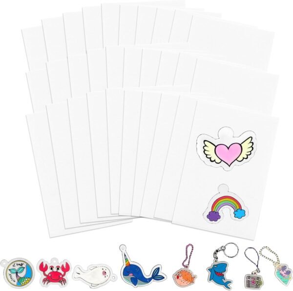 Sheets, Shrink Plastic Sheets for Crafts 5.7 X 4.1 inch  Paper Shrink Film Sheets for Kids Craft Marking, DIY Jewelry Keychains Making - 30 Pieces