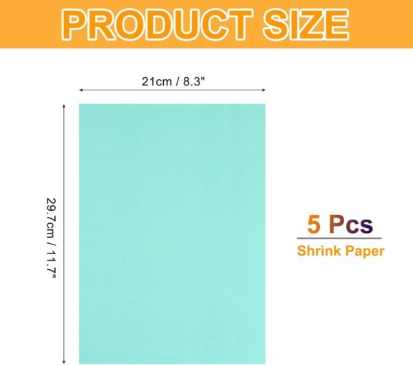 5 Pcs Shrink Plastic Sheets, 8x12 Inch Shrink Films Paper Heat Shrink Art Paper for Making Earrings, Necklace, Keychains DIY Crafts Project, Light Blue - Image 2