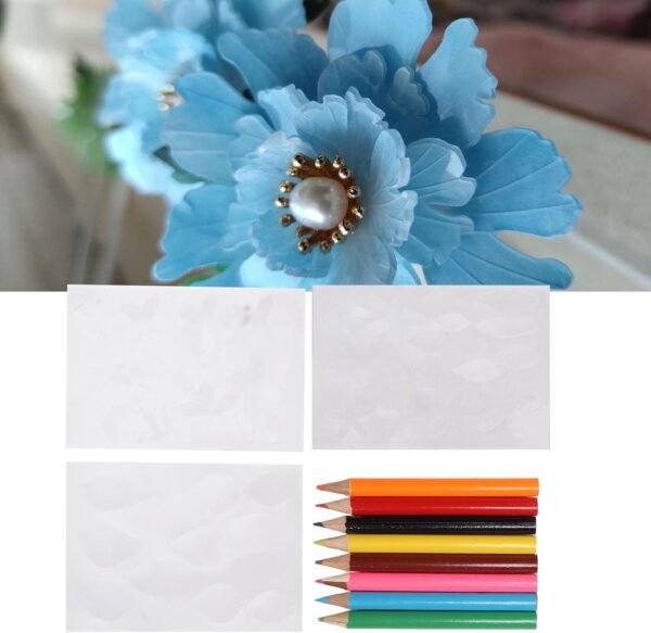 Heat Shrink Sheets Kit for Keychains, Jewelry, and Crafts, BOPS Material, 2 Sheets Tulip Shrink Film, 1 Sheet Peach Heat Shrink Paper, 8pcs Color Pencils - Image 2