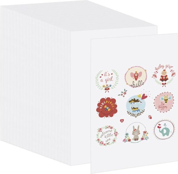 50 Pack Shrink Plastic Sheets, 8 x 6 inch Blank Shrink Film Paper, Sanded Shrink Paper Sheets for Kids Creative Craft, DIY Ornaments Craft, Create Your Own Earrings, Necklace, Keychains