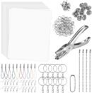 181pcs Heat Shrink Plastic Sheets Pack, Shrinky Art Crafts Set Include 25 PCS Blank Shrinky Art Film Paper with 155pcs Keychains Accessories for DIY Ornaments or Creative Craft