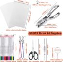 Shrinky Plastic Sheets Keychain Kit, 125Pcs Shrinky Art Kit Including 20 Pcs Shrinky Paper Sheets, Hole Punch, Pencils, Keychains, Tweezers, Scissors for Crafts and Keychains