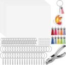162 Shrinky Sheets Keychain kit, Including 20 Sheets Shrinky Plastic Paper, Tassels, Keychain Clip, Split Key Rings, Key Rings with Chain, Jump Rings, Hole Punch for Creative