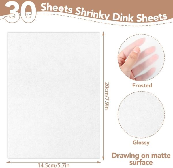 30 Pieces Shrink Plastic Sheets, Shrink Paper Shrink Art Paper for Crafts DIY Keychain Making(7.9 X 5.7 inch) - Image 2