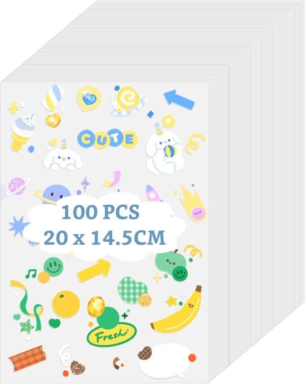 100PCS  Sheets, 20 x 14.5 cm Shrink Plastic Sheets, Shrink Film Sheets, Printable Shrink Dink Sheets for DIY Crafts Gifts and Keychain Making