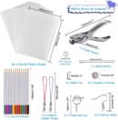 Heat Shrink Plastic Sheets Keychain Kit, 188Pcs  Sheets  Paper Shrink Art Kits for Kids Including 20Pcs Shrink Paper Sheets, Hole Punch, Pencils, Keychains for Crafts