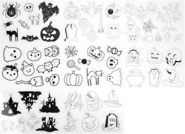 8Pcs Halloween Heat Shrink Sheet Kit,Heat Shrink Sheets,Halloween Style Wide Application Easy to Create Shrinky Paper Art Films for Keychain Jewelry DIY