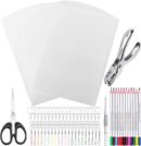 Shrinky Plastic Sheets Keychain Kit, 125Pcs Shrinky Art Kit Including 20 Pcs Shrinky Paper Sheets, Hole Punch, Pencils, Keychains, Tweezers, Scissors for Crafts and Keychains