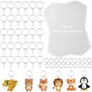 250PCS Heat Shrink Plastic Sheets Kit,  Kit with 50PCS  Paper,100PCS Keychains and Open Iron Ring for Crafts Making Thanksgiving Christmas Earrings