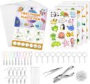 156PCS  Sheets Kit, Shrink Plastic Sheets Kit Includes 20 Sheet A4 Shrink Paper and 130Pcs DIY Keychain Making Accessories, Shrink Film for Paper Crafts